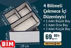 4 BÖLMELİ ÇEKMECE İÇİ DÜZENLEYİCİ